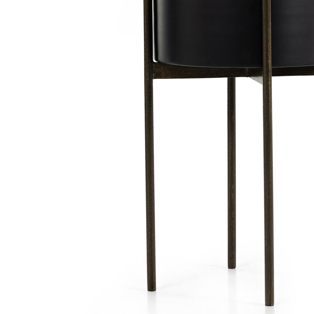 Jared Industrial Loft Black Iron Brass Base Round Outdoor Planter - Small|