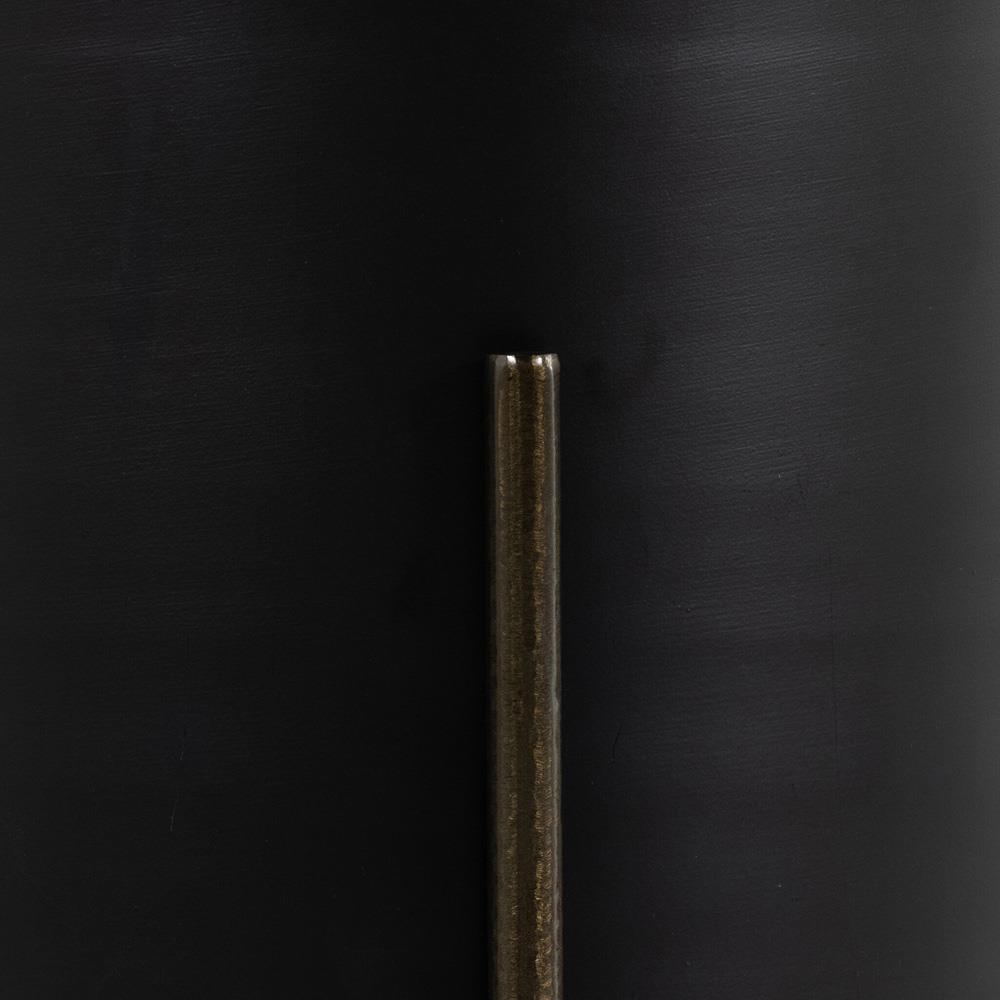 Jared Industrial Loft Black Iron Brass Base Round Outdoor Planter - Small|