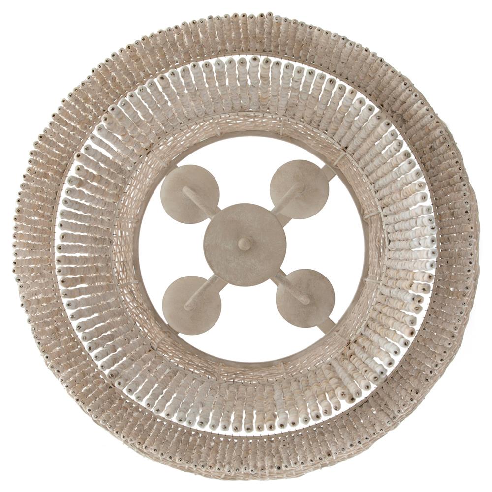 Halia Coastal Beach Whitewash Rattan Beaded Chandelier Large (27