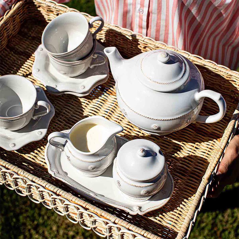 Juliska Berry & Thread French Country Whitewash Ceramic Teapot