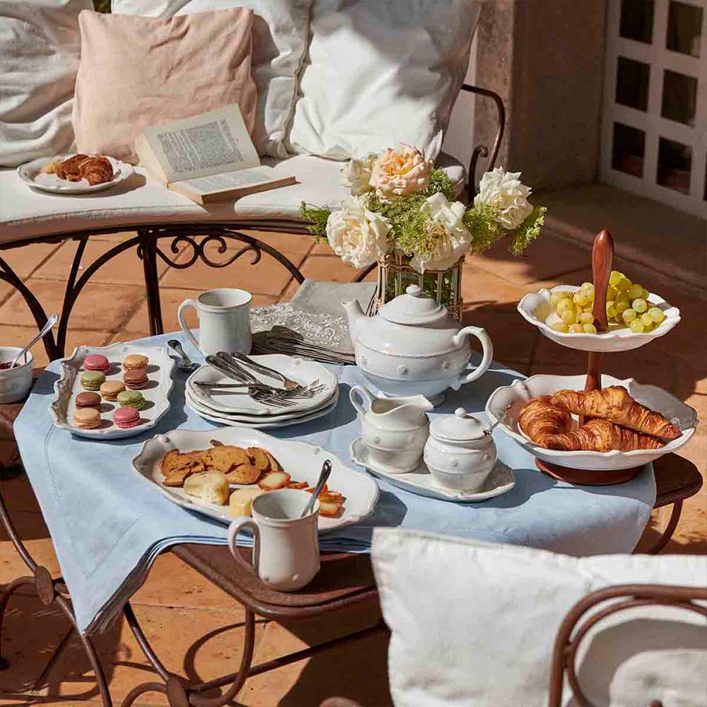 Juliska Berry & Thread French Country Whitewash Ceramic Sugar and Creamer Set|