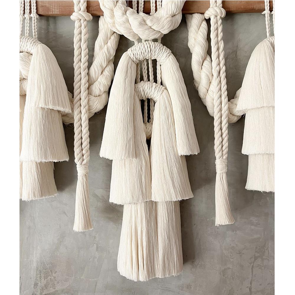 Alma Coastal Natural Cotton Macrame Woven Wood Wall Decor|