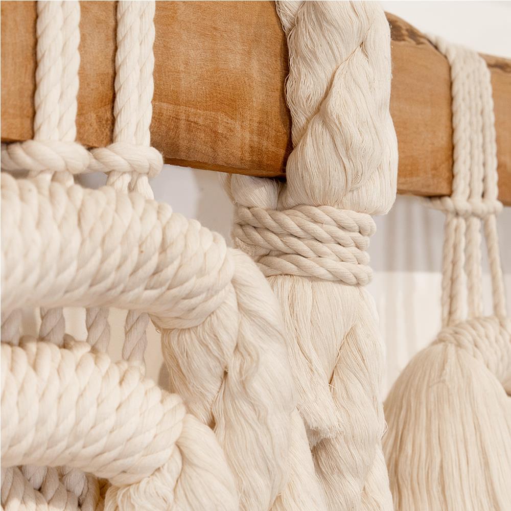 Alma Coastal Natural Cotton Macrame Woven Wood Wall Decor|