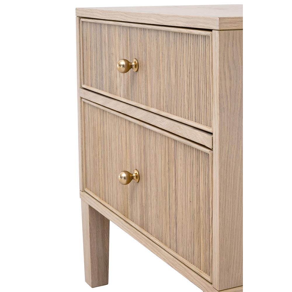 Mira Coastal Beach Natural Oak Wood Iron Pulls Nightstand