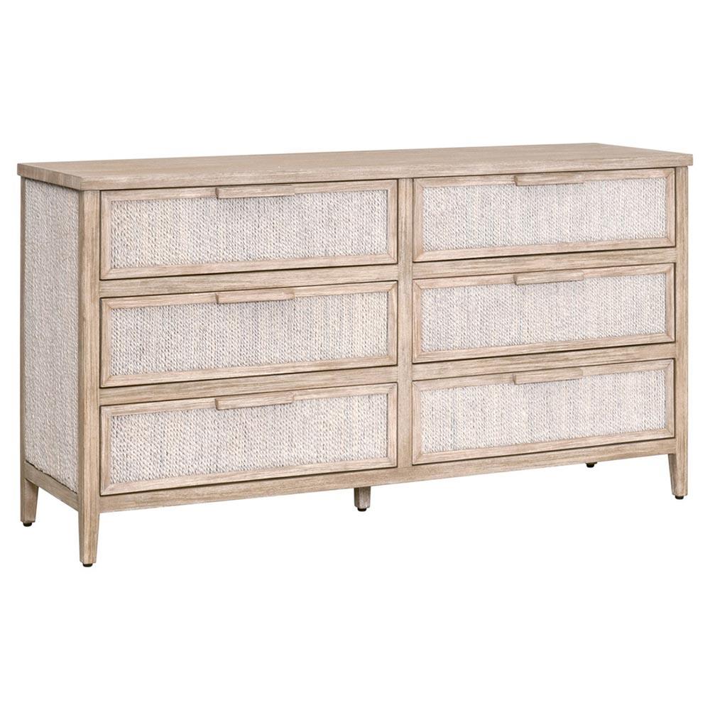 Laurice Coastal Beach Abaca Rope Natural Grey Mahogany Double Dresser|