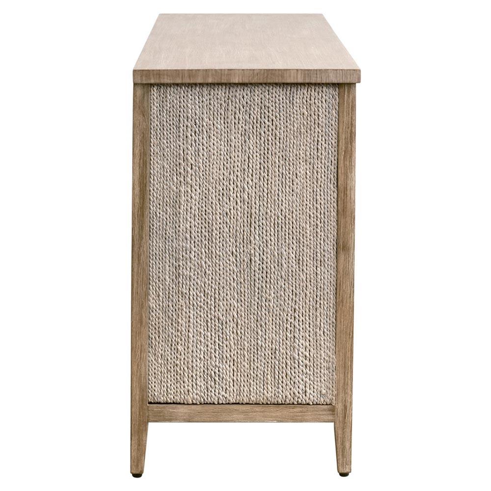 Laurice Coastal Beach Abaca Rope Natural Grey Mahogany Double Dresser|