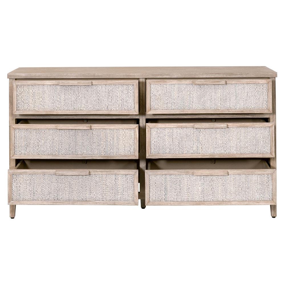 Laurice Coastal Beach Abaca Rope Natural Grey Mahogany Double Dresser|