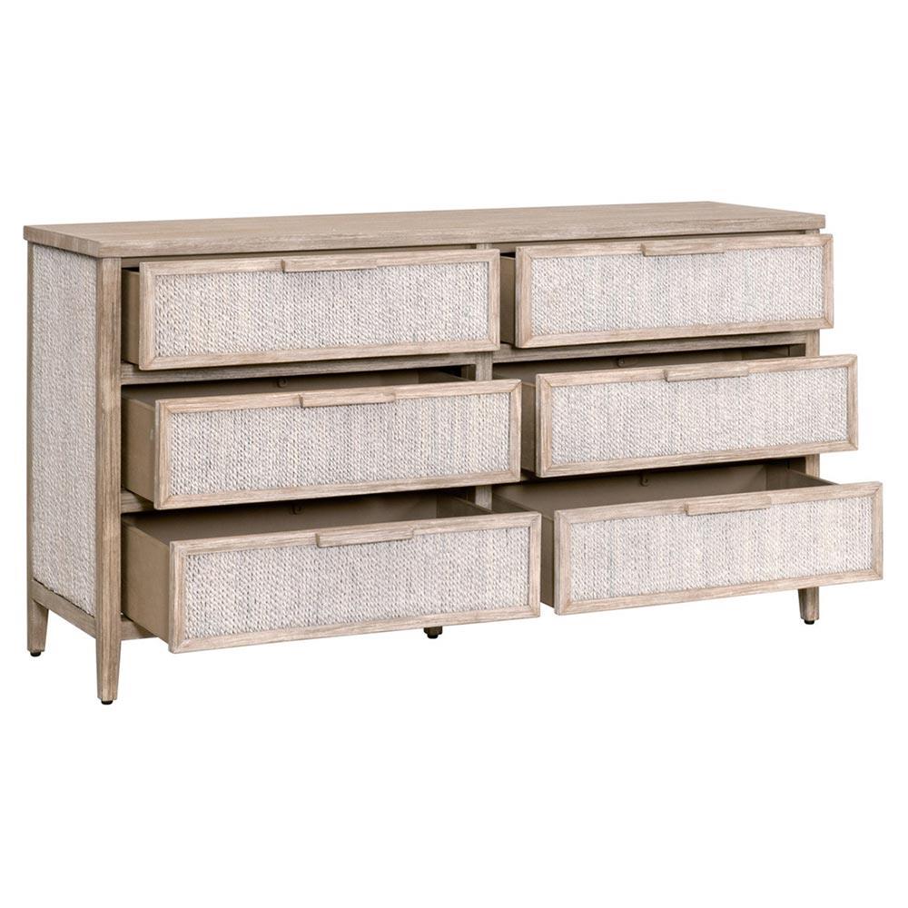 Laurice Coastal Beach Abaca Rope Natural Grey Mahogany Double Dresser|