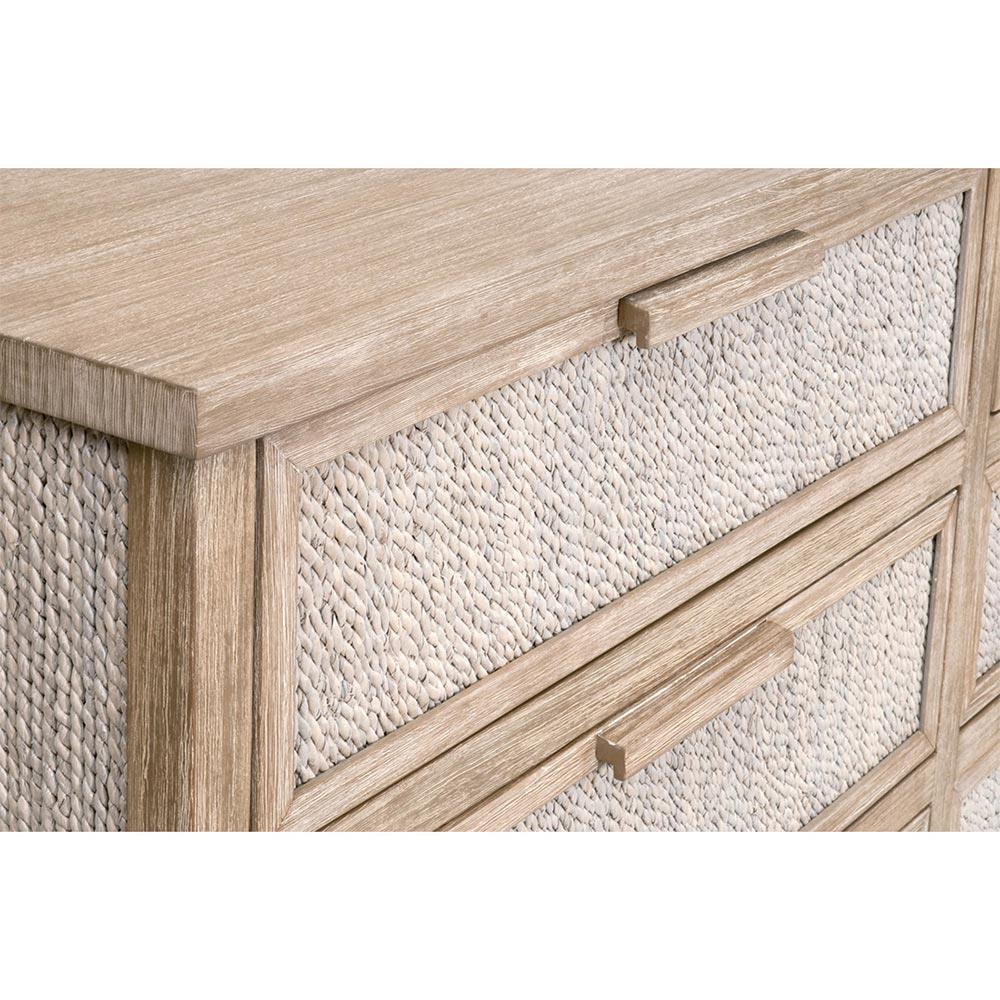 Laurice Coastal Beach Abaca Rope Natural Grey Mahogany Double Dresser|