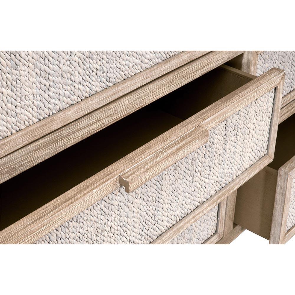 Laurice Coastal Beach Abaca Rope Natural Grey Mahogany Double Dresser|