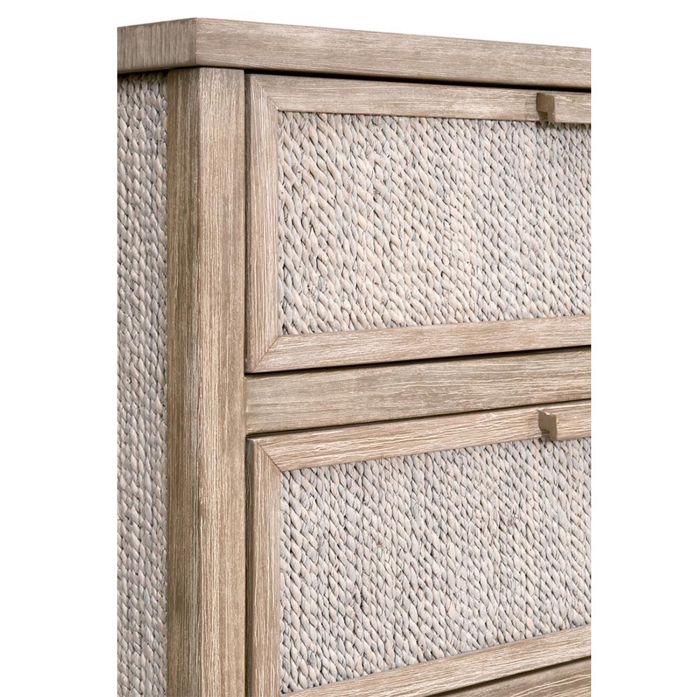Laurice Coastal Beach Abaca Rope Natural Grey Mahogany Double Dresser|