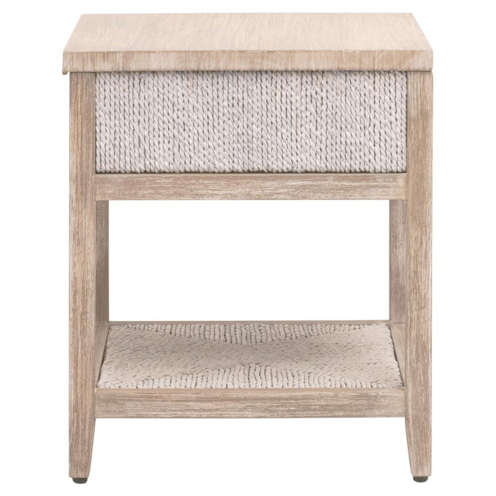 Laurice Coastal Beach Abaca Rope Natural Grey Mahogany Nightstand|