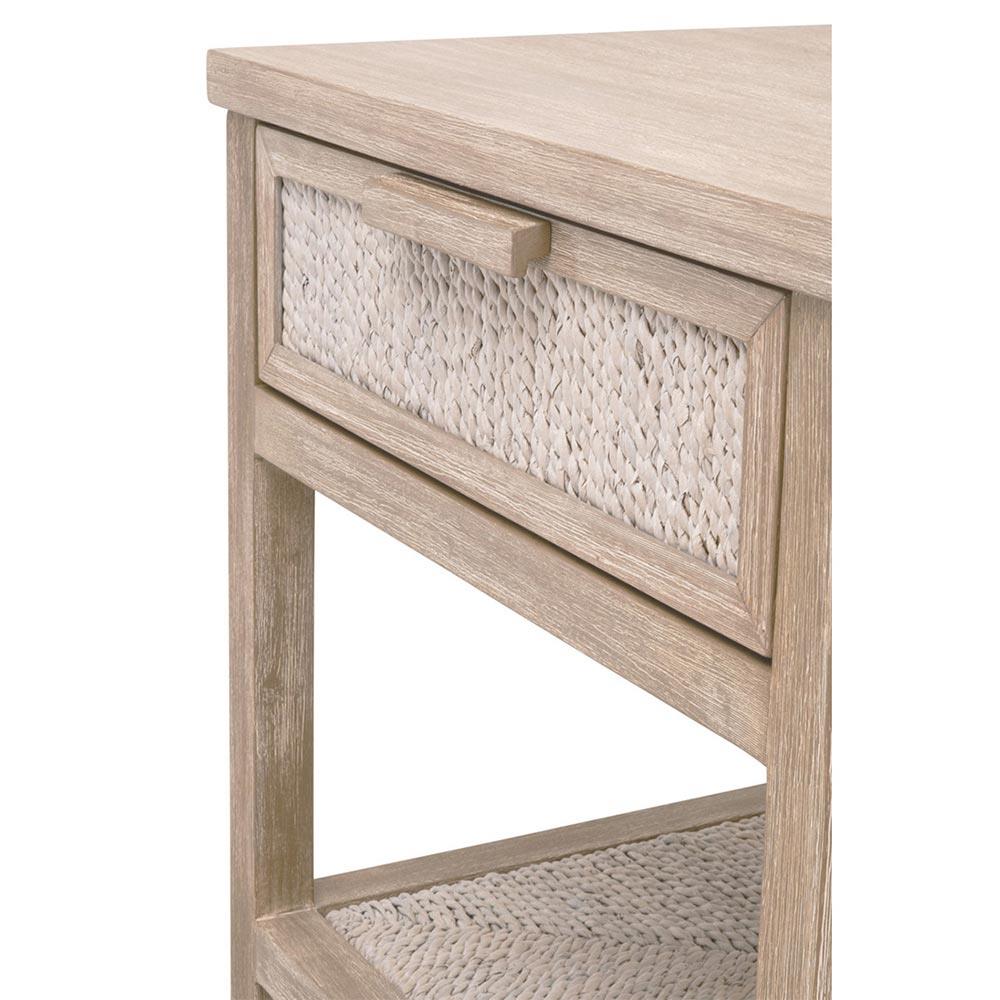 Laurice Coastal Beach Abaca Rope Natural Grey Mahogany Nightstand|