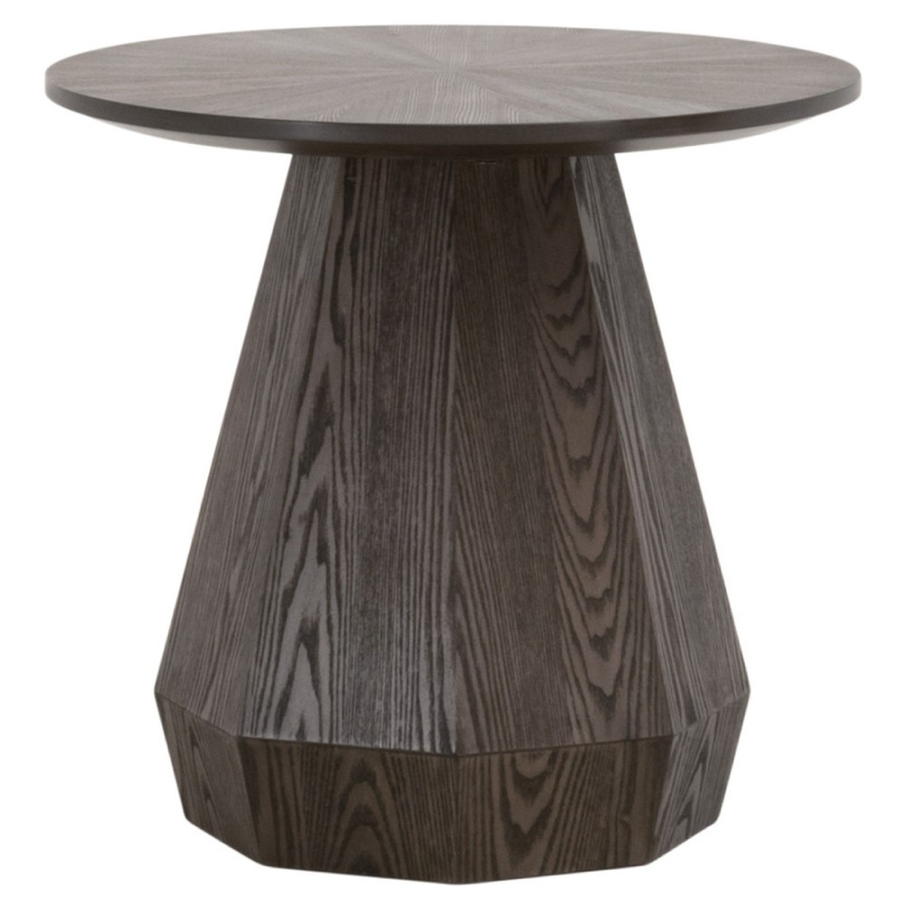Courtney Modern Classic Brown Wood Round Pedestal Side End Table|