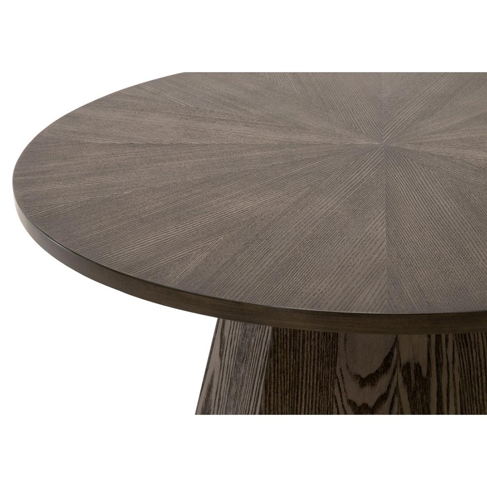 Courtney Modern Classic Brown Wood Round Pedestal Side End Table|