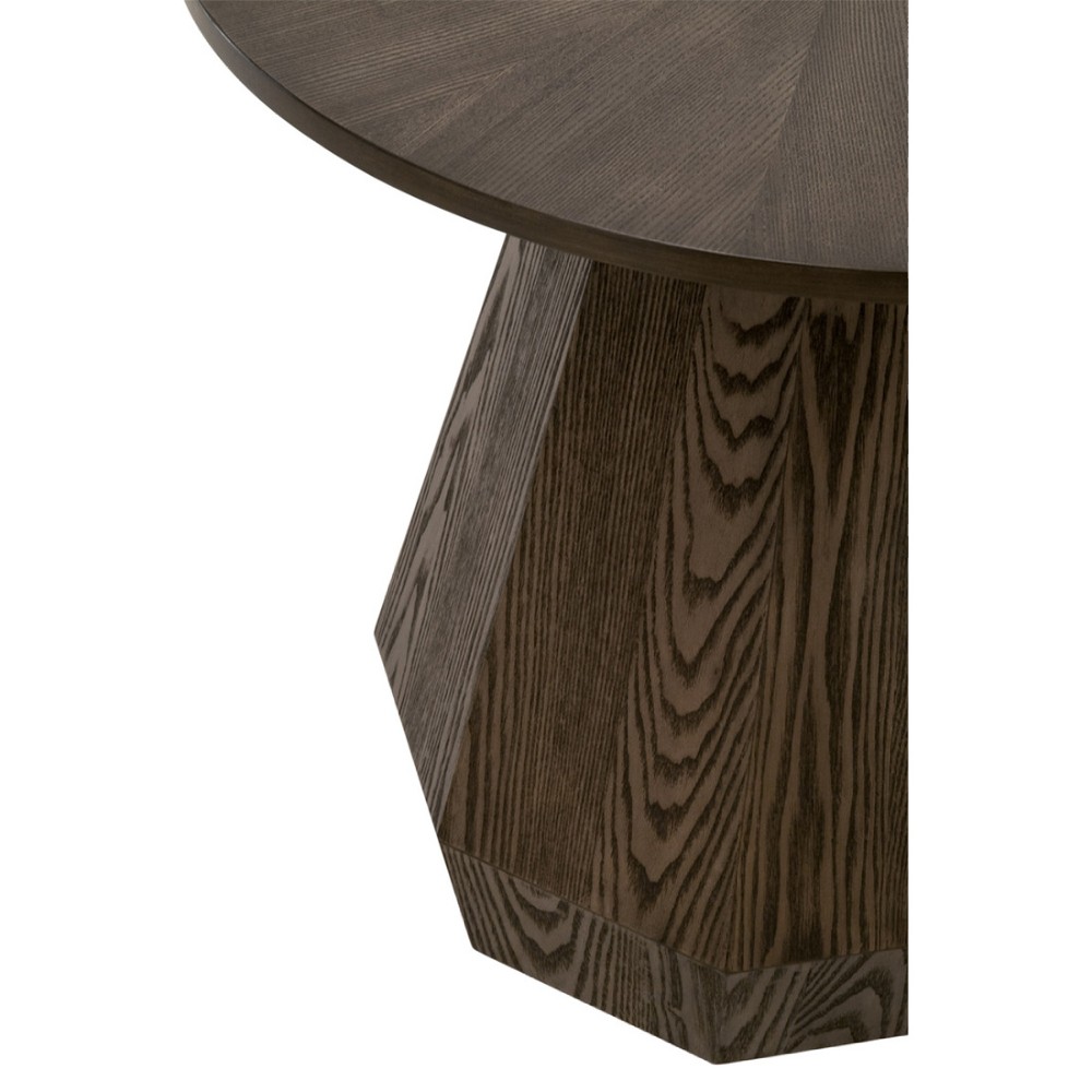 Courtney Modern Classic Brown Wood Round Pedestal Side End Table|