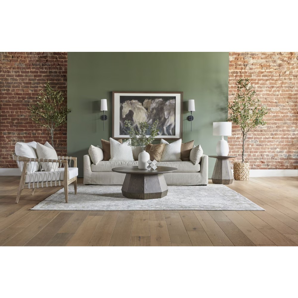 Courtney Modern Classic Brown Wood Round Pedestal Side End Table|