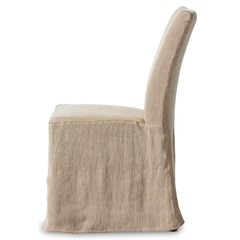 Vannie Modern Classic Beige Linen Flax Slipcover Dining Chair|