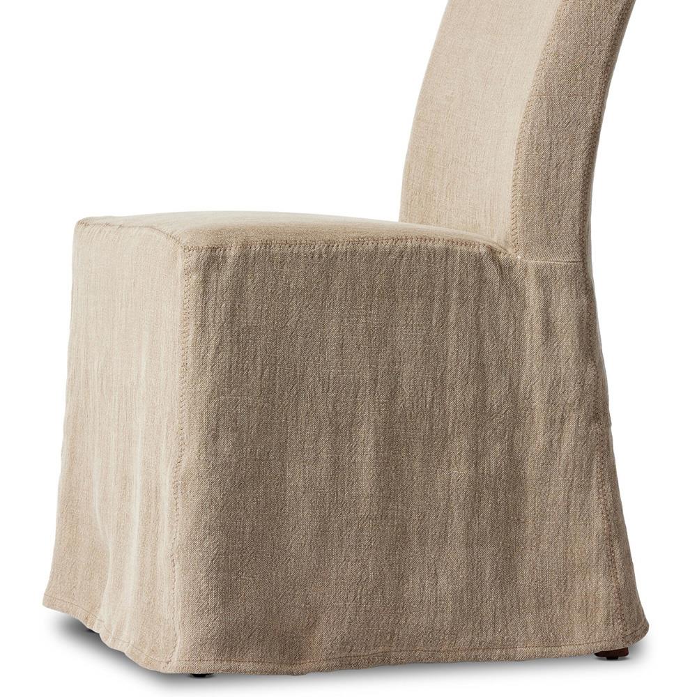 Vannie Modern Classic Beige Linen Flax Slipcover Dining Chair|