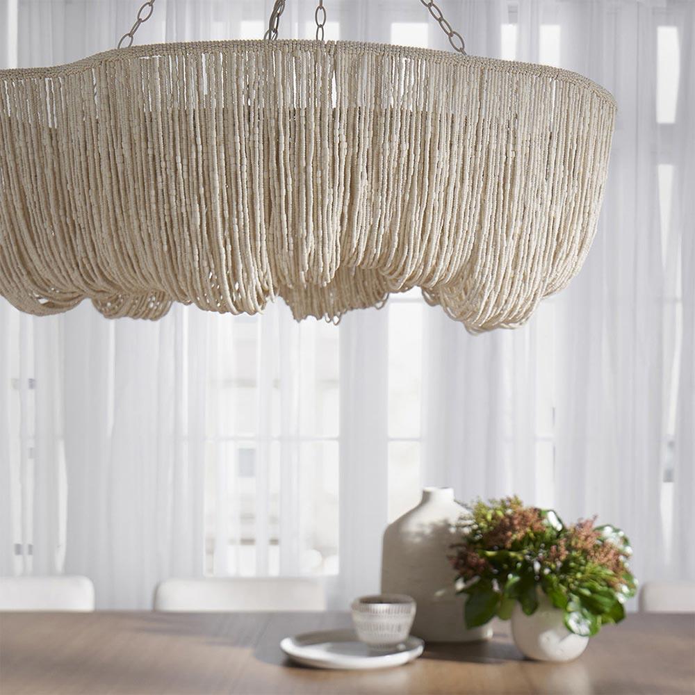 Palecek Lola Coastal Beach Off White Coco Bead Metal Frame