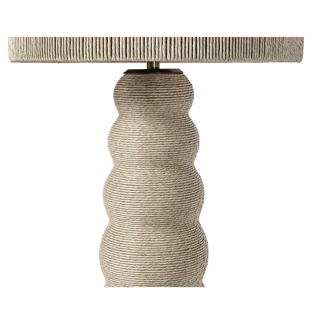 Palecek Kona Coastal Beach Beige Wrapped Brass Accent Outdoor Floor Lamp|