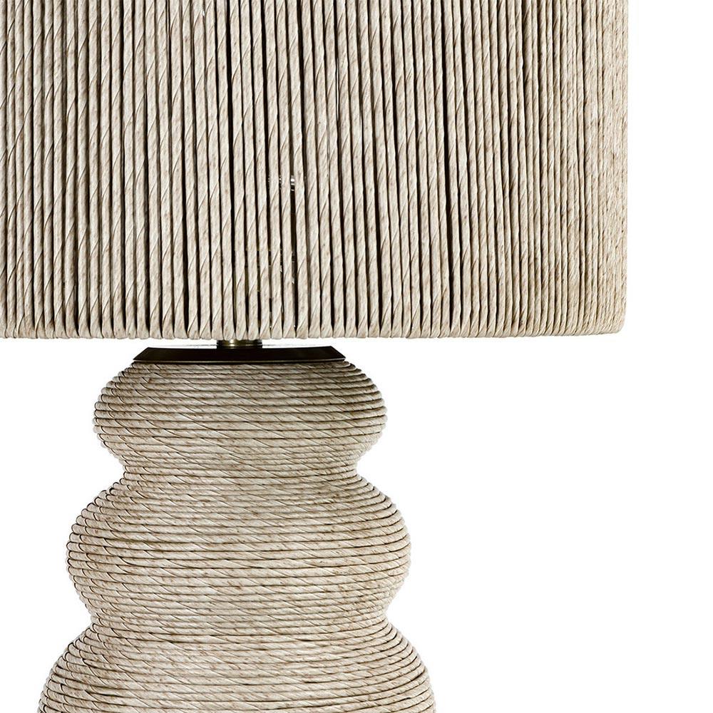 Palecek Kona Coastal Beach Beige Wrapped Brass Accent Outdoor Table Lamp|