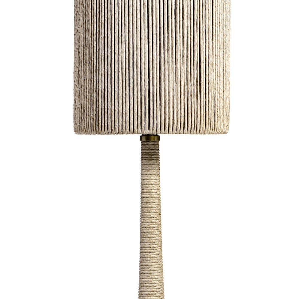 Palecek Newport Coastal Beach Beige Wrapped Brass Metal Outdoor Floor Lamp|