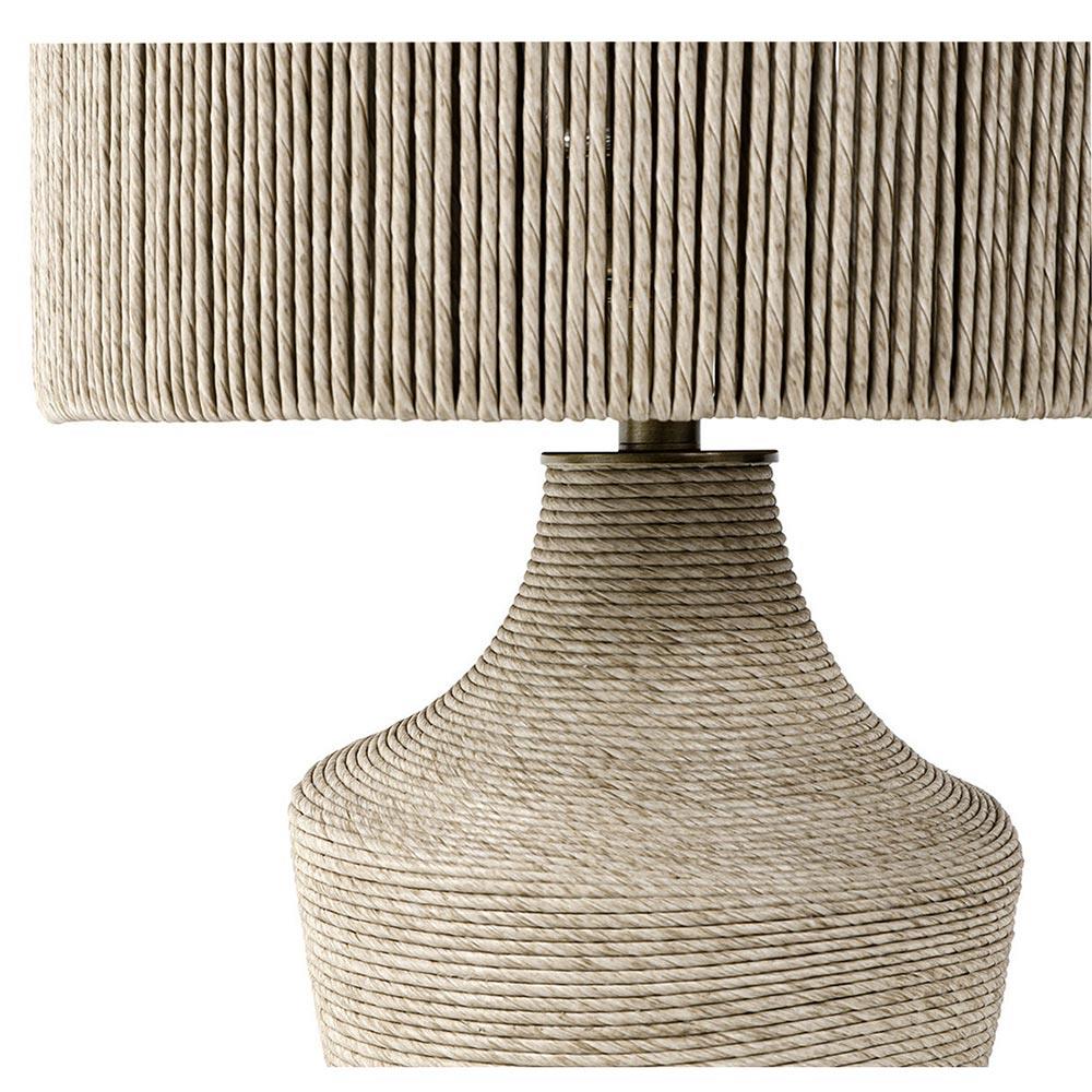 Palecek Newport Coastal Beach Beige Wrapped Brass Metal Outdoor Table Lamp|