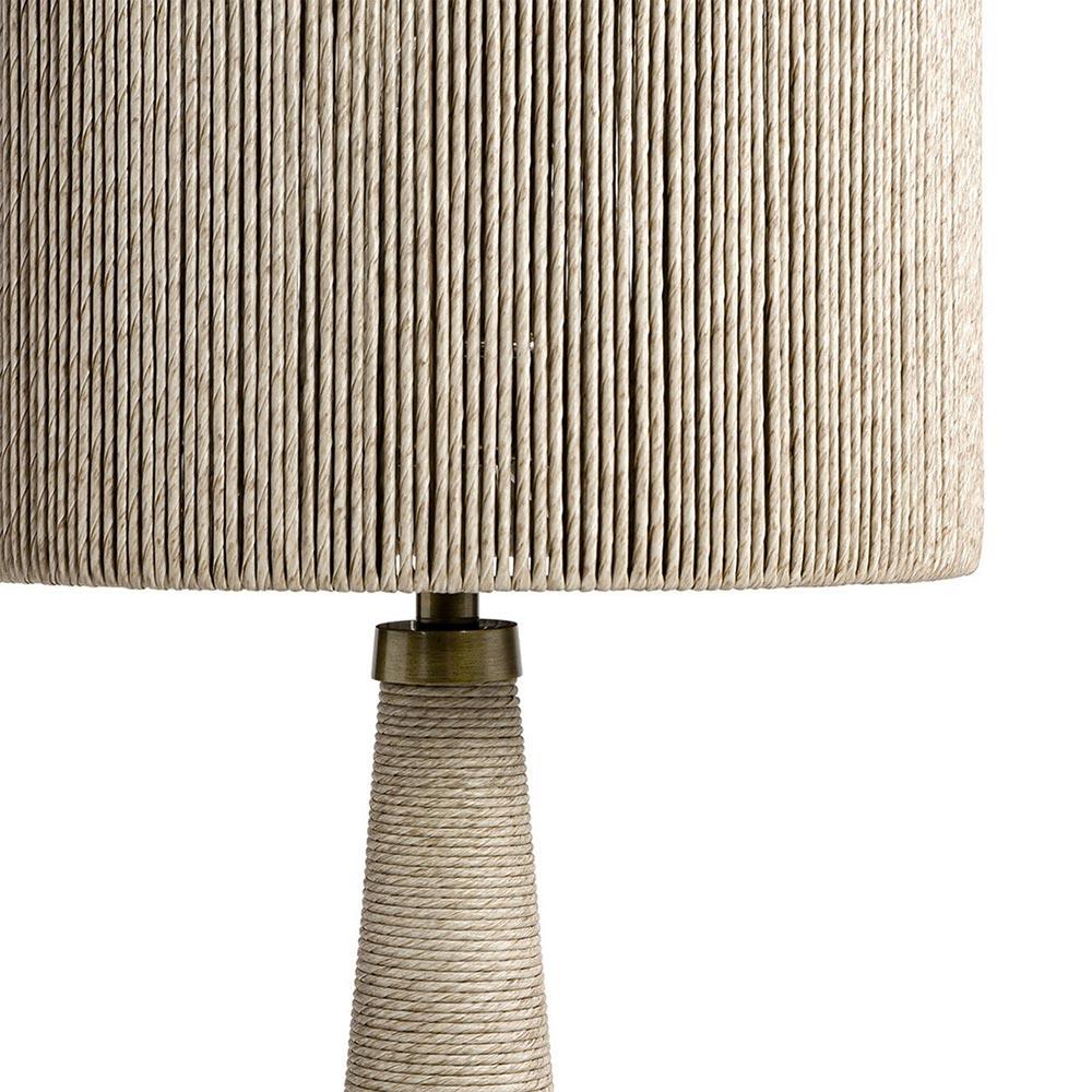 Palecek Portland Coastal Beach Beige Wrapped Brass Metal Outdoor Floor Lamp|