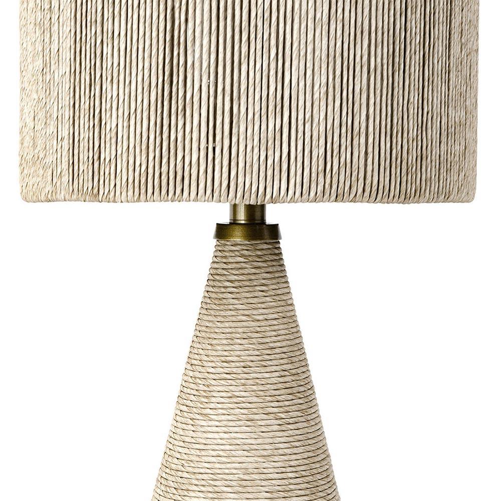 Palecek Portland Coastal Beach Beige Wrapped Brass Metal Outdoor Table Lamp|