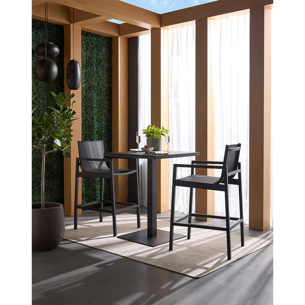 Zimce Industrial Loft Black Aluminum Square Outdoor Bar Table - 32"W|