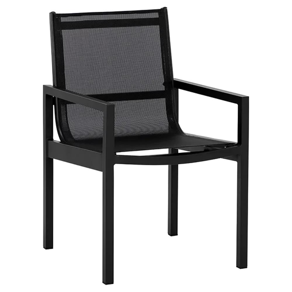 Zimce Industrial Black Mesh Aluminum Outdoor Dining Arm Chair - Set of 2|