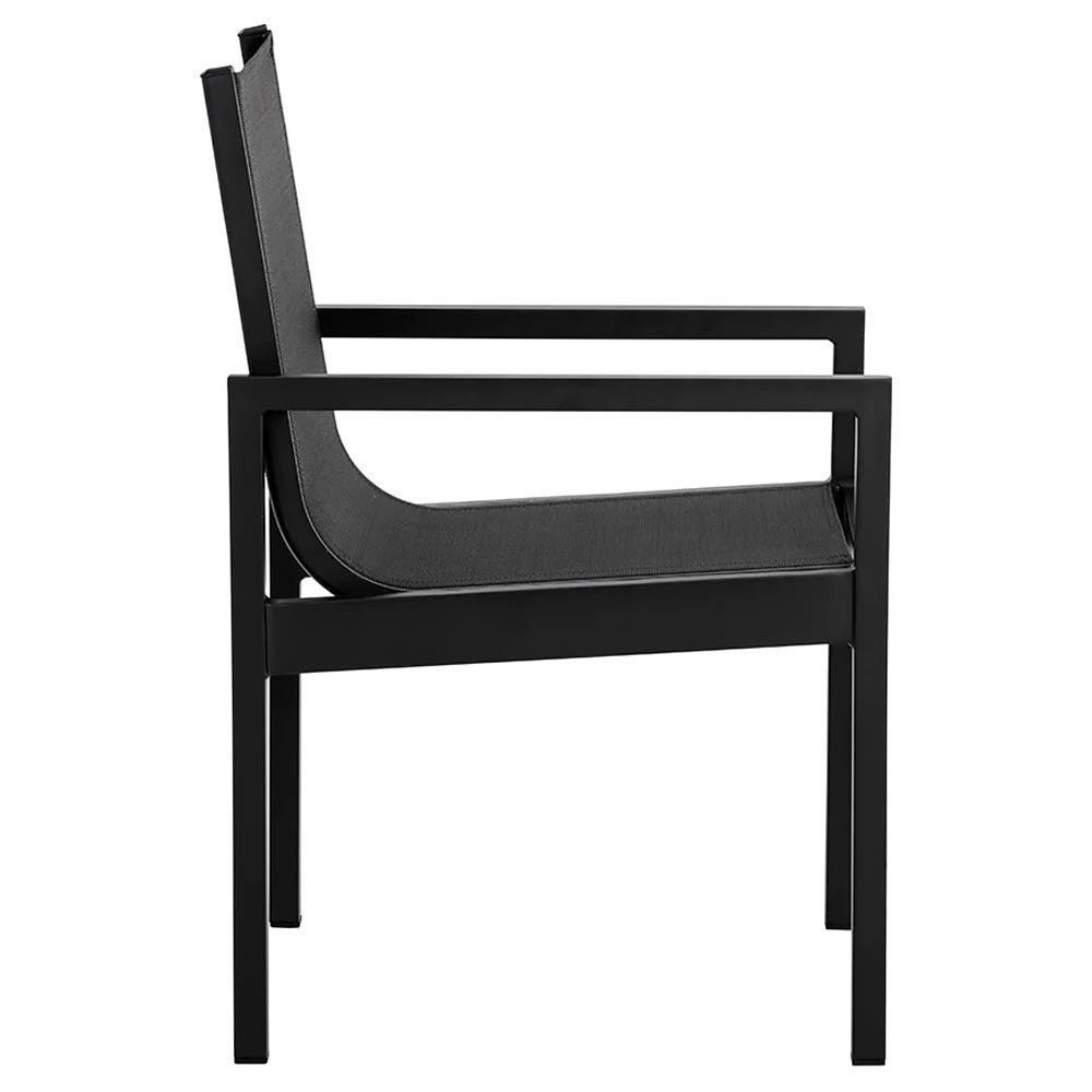 Zimce Industrial Black Mesh Aluminum Outdoor Dining Arm Chair - Set of 2|