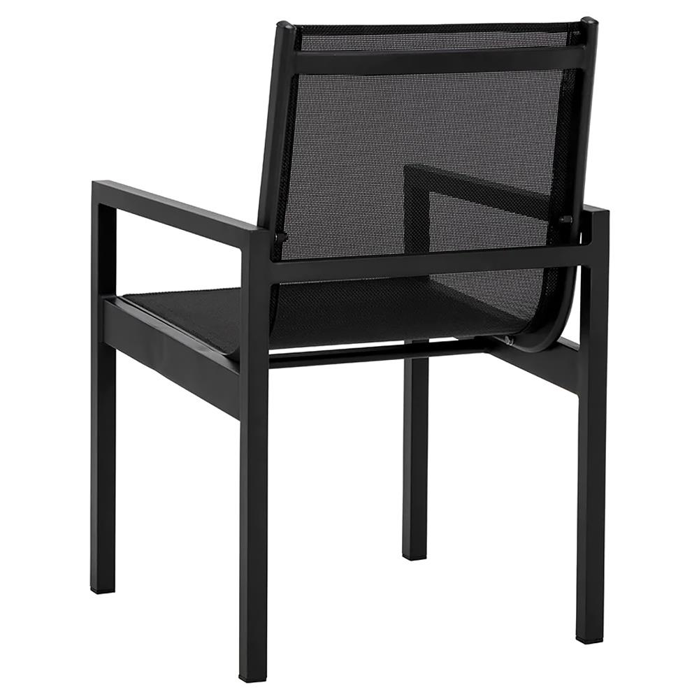 Zimce Industrial Black Mesh Aluminum Outdoor Dining Arm Chair - Set of 2|