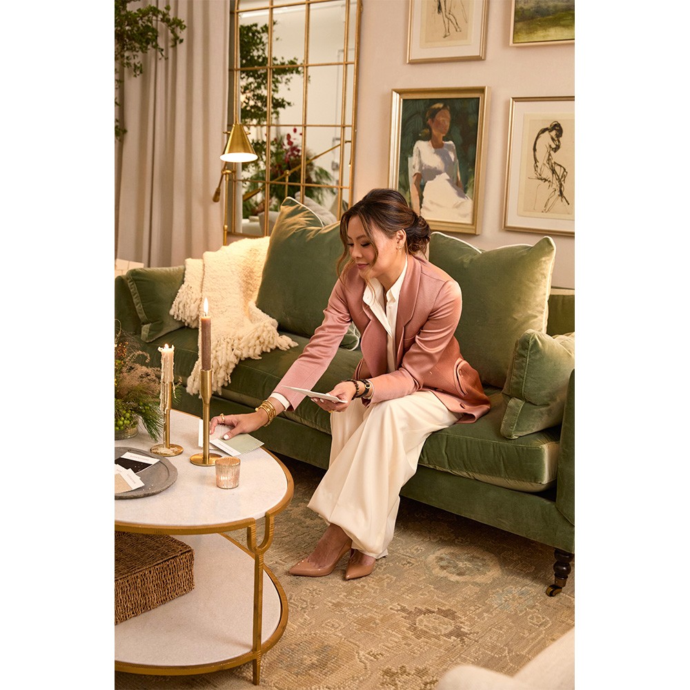 Haze French Country Green Hillside Landscape Natural Frame Painting 1 - 12x12|