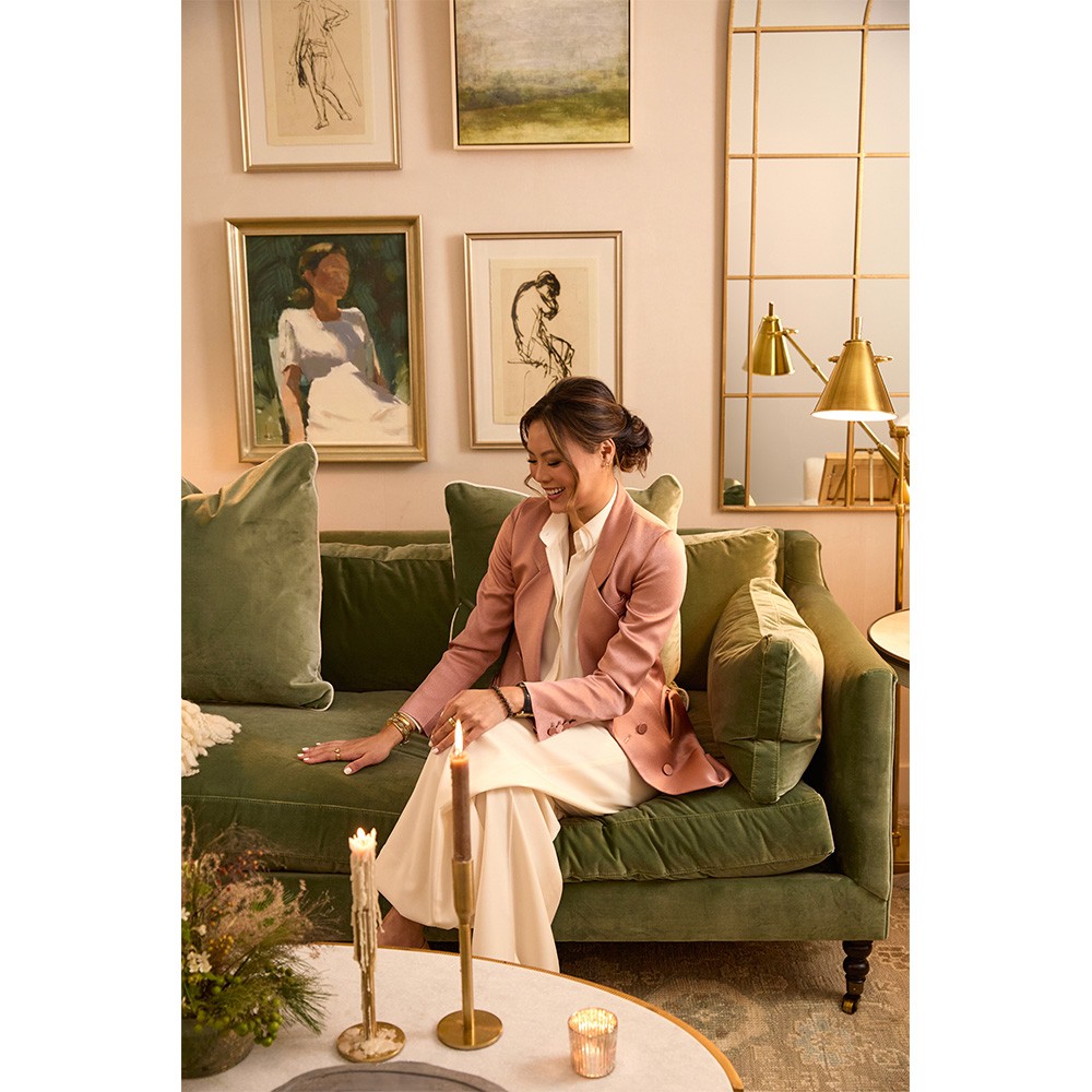 Haze French Country Green Hillside Landscape Natural Frame Painting 1 - 12x12|