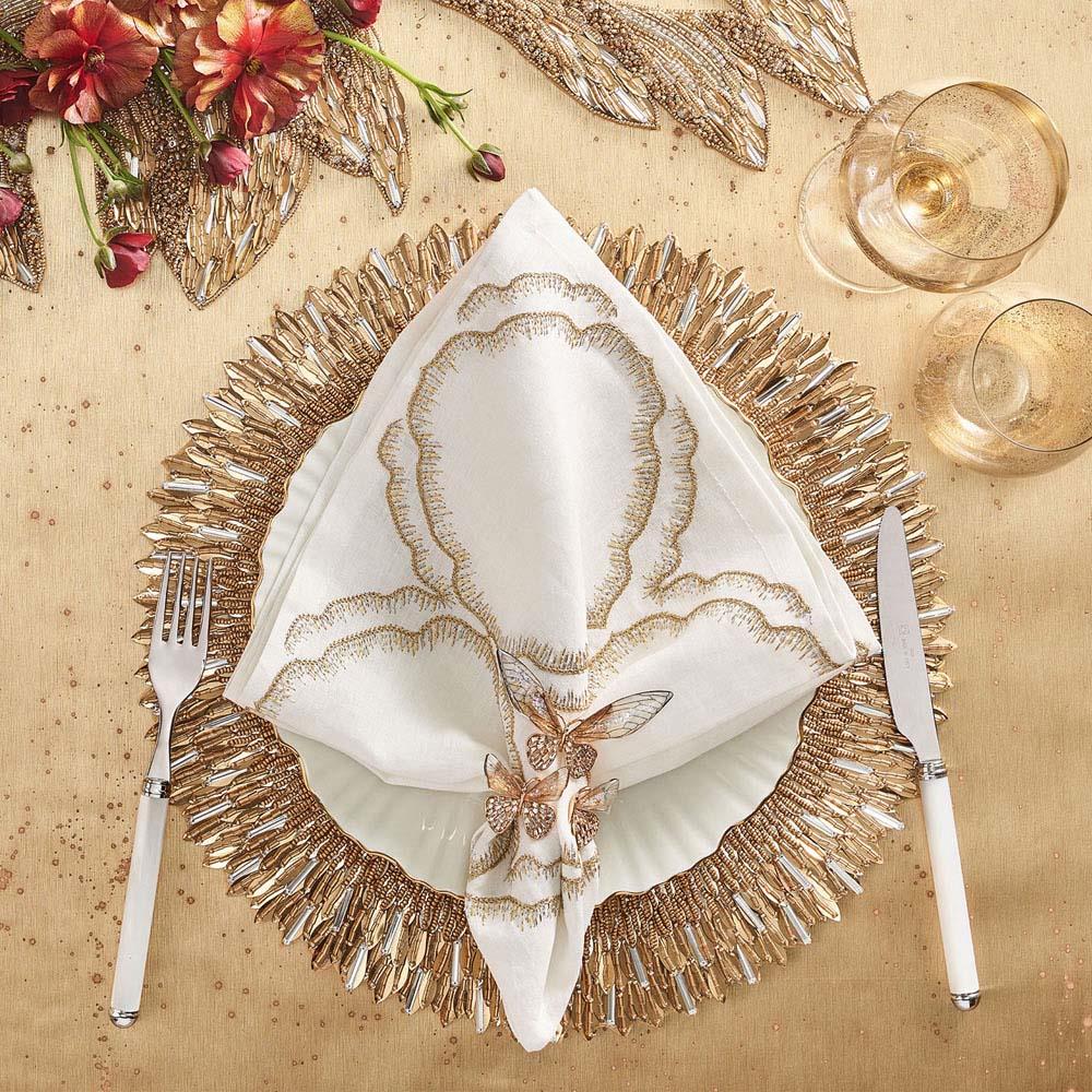 Flutter Champagne Butterfly Gold Metal Napkin Ring - Set of 4|