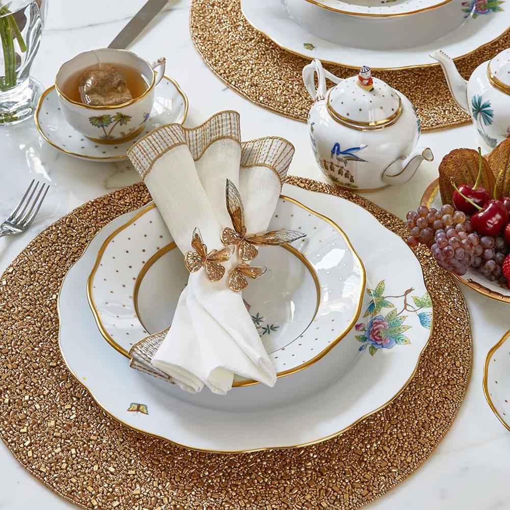 Flutter Champagne Butterfly Gold Metal Napkin Ring - Set of 4|