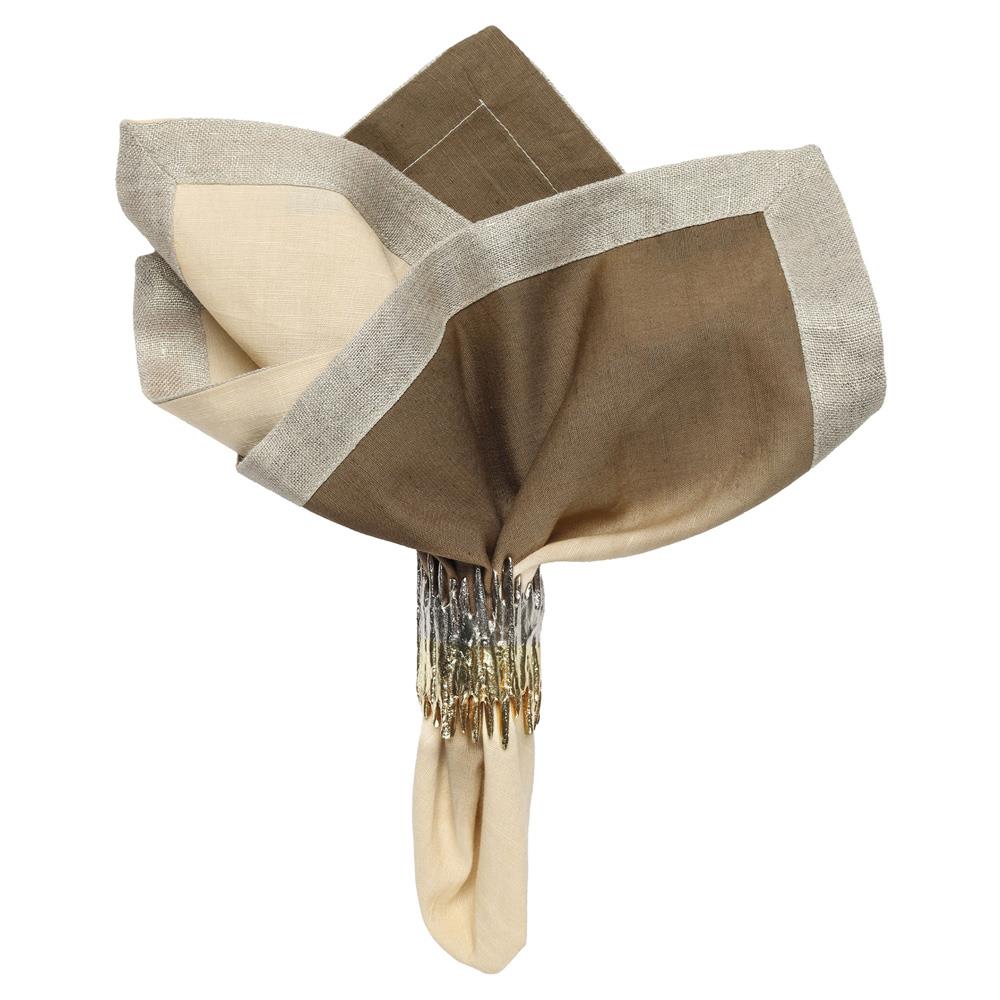 Dip Dye Modern Classic Brown Linen Napkin - Set of 4|