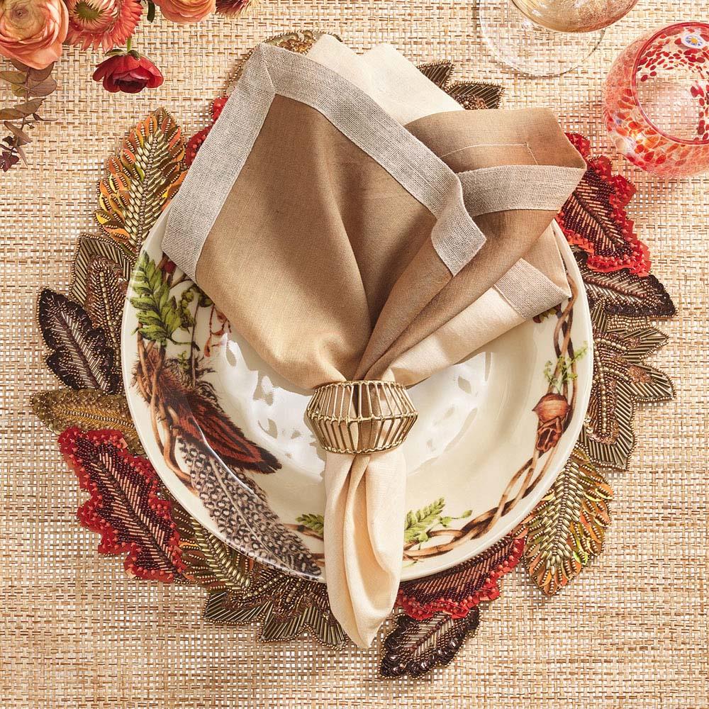 Dip Dye Modern Classic Brown Linen Napkin - Set of 4|