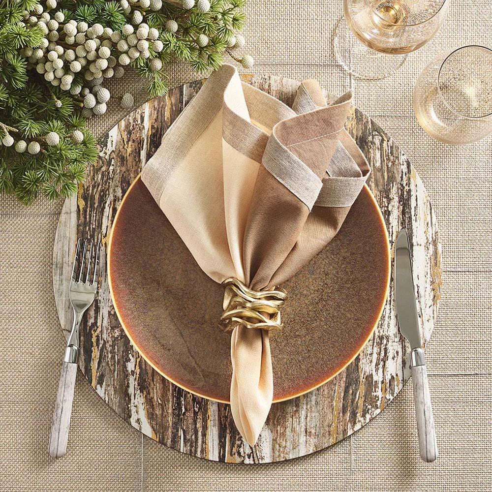 Dip Dye Modern Classic Brown Linen Napkin - Set of 4|