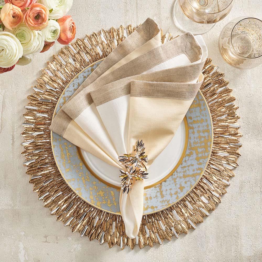 Ray Hollywood Regency Gold Glass Beads Placemat - Set of 2|