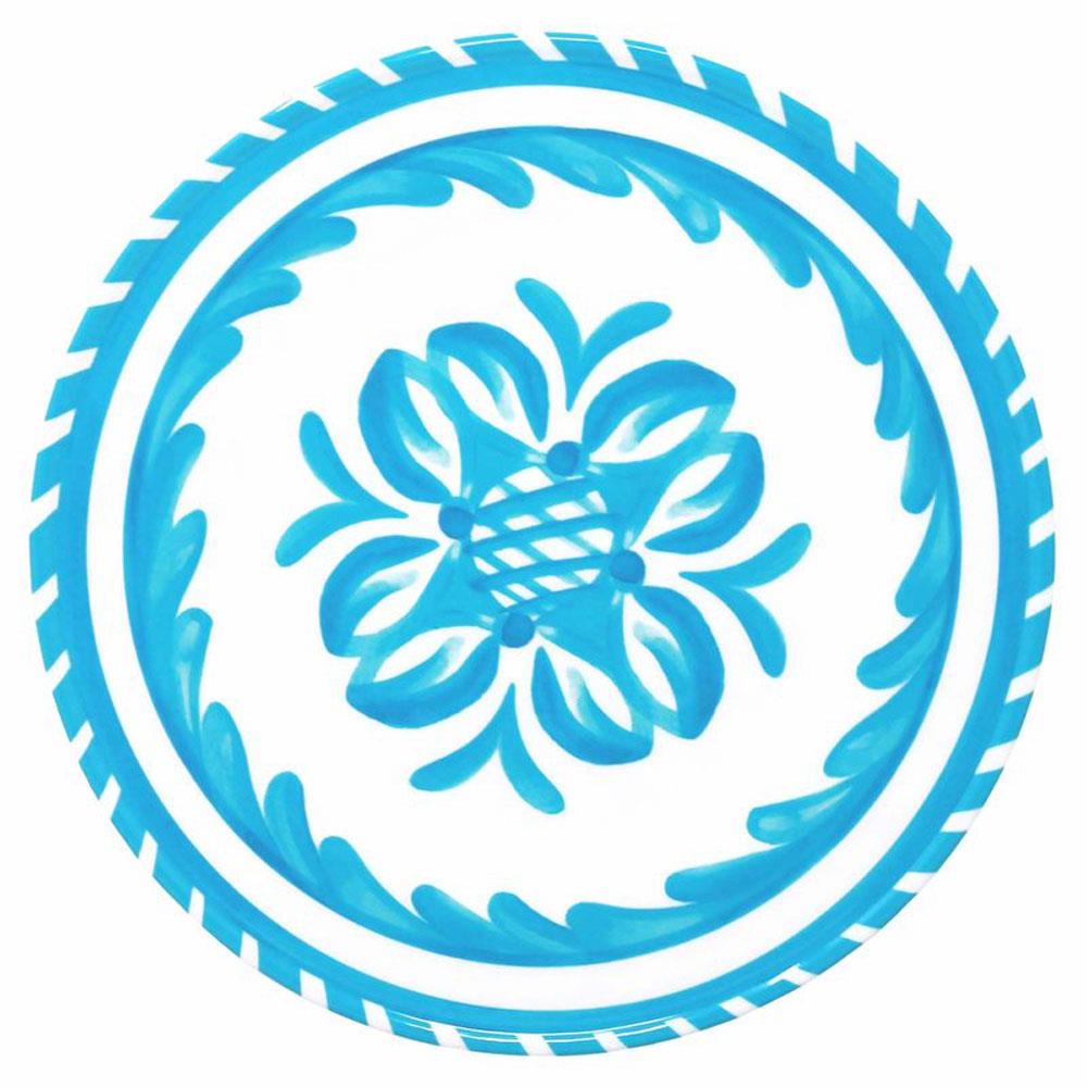 Sicily Global Teal Melamine Floral Appetizer Plate - Set of 4|