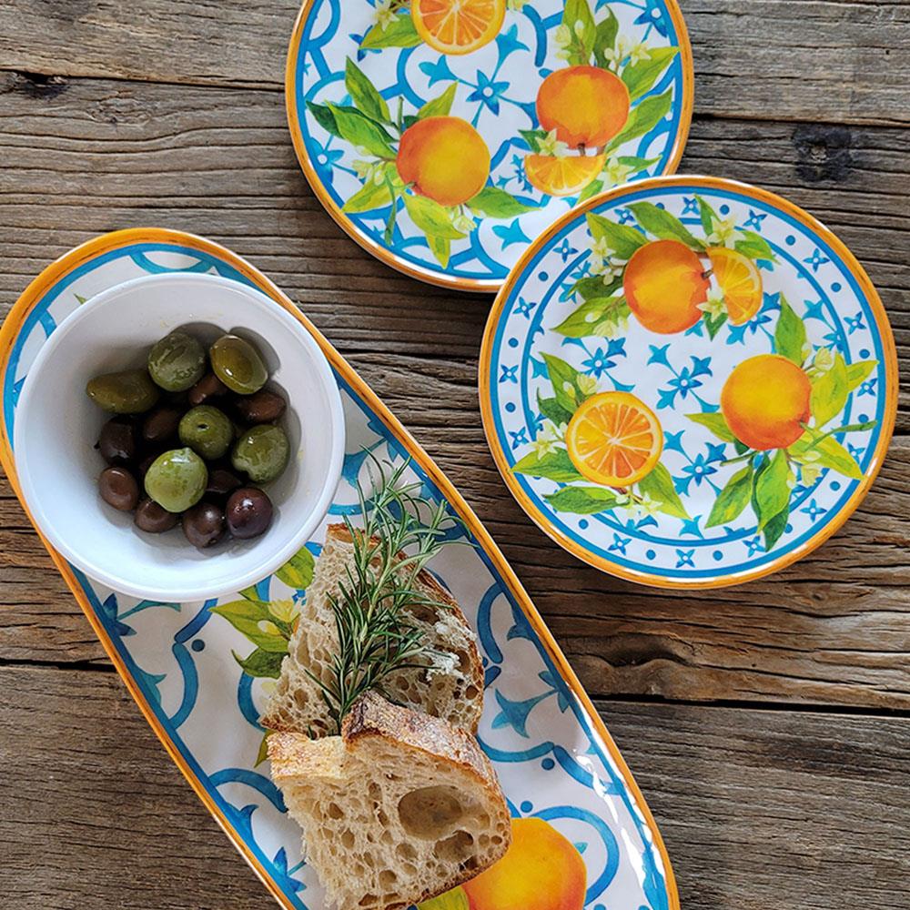 Valencia Global Orange Melamine Citrus Appetizer Plate - Set of 4