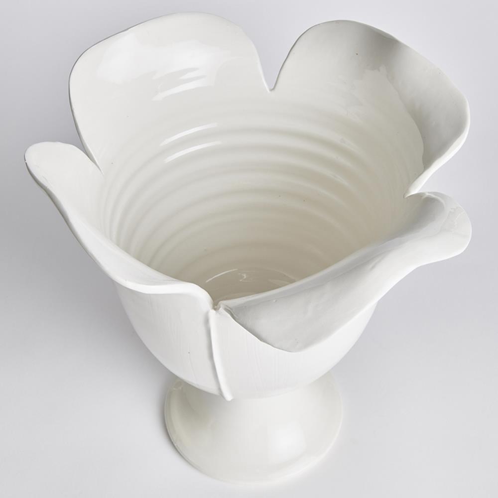 Lachlan French Country White Ceramic Footed Decorative Vase