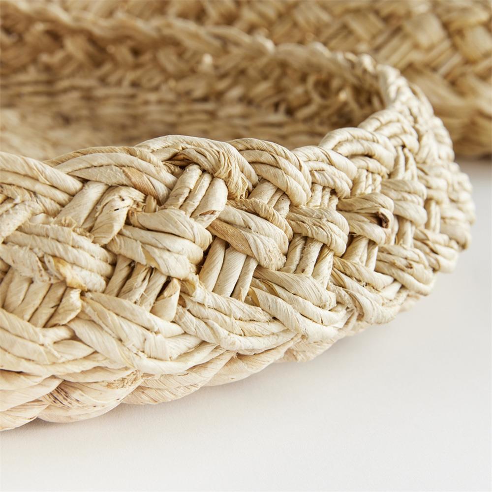 Liam Coastal Beach Natural Abaca Round Decorative Trays - Set of 2|