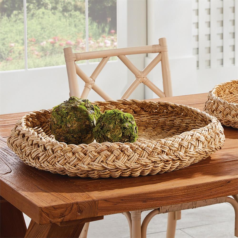 Liam Coastal Beach Natural Abaca Round Decorative Trays - Set of 2|