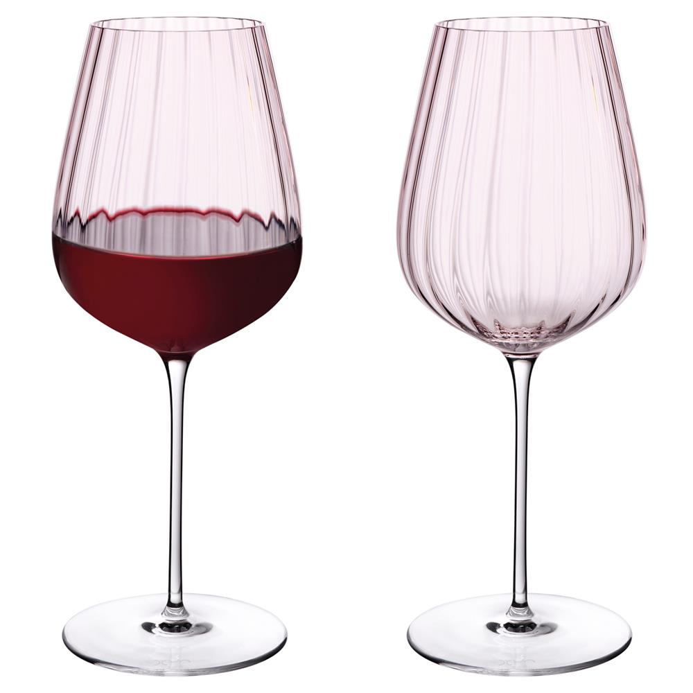 Round Up Modern Classic Dusty Rose Crystal Red Wine Glass - Set of 2|
