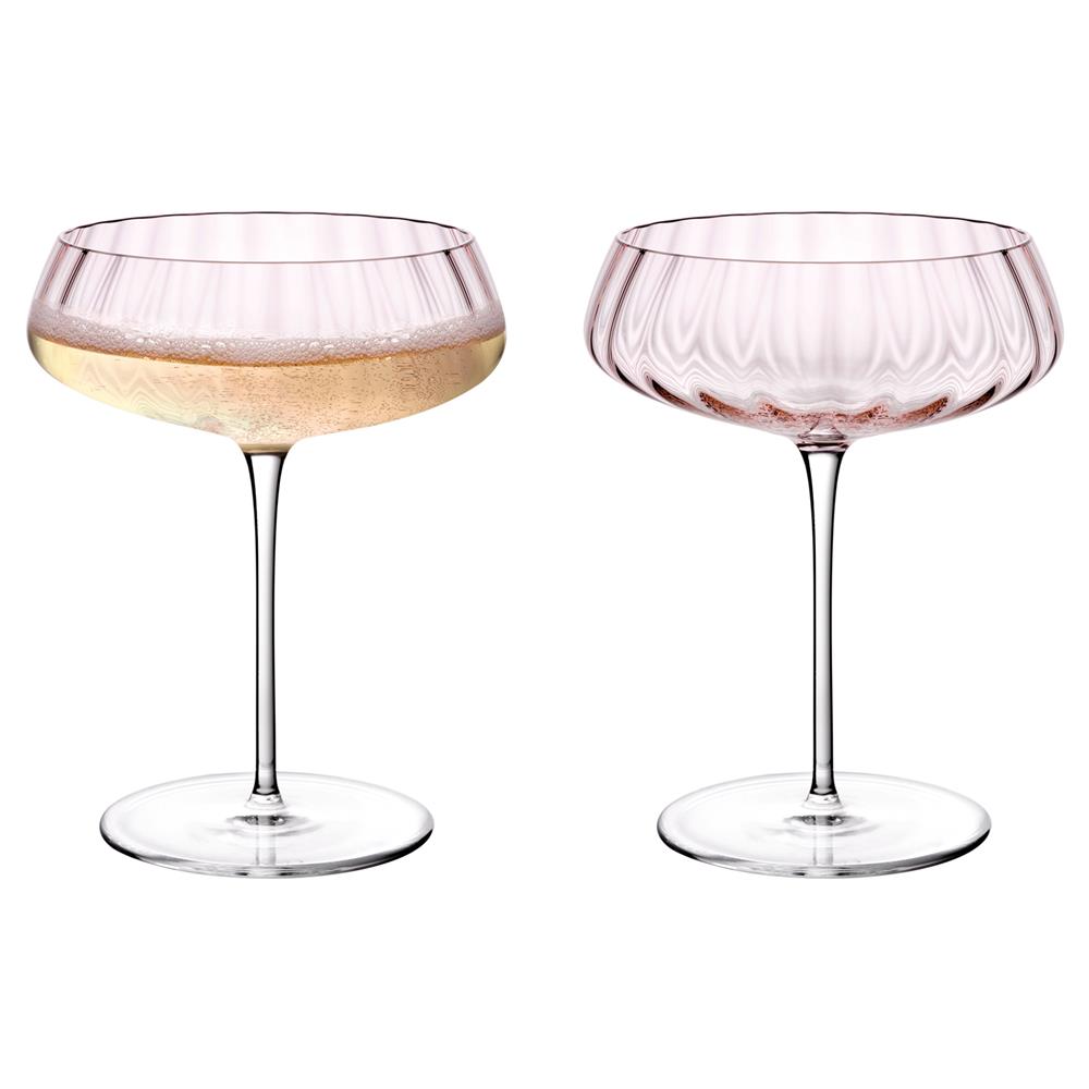 Round Up Modern Classic Dusty Rose Crystal Coupe Glass - Set of 2|