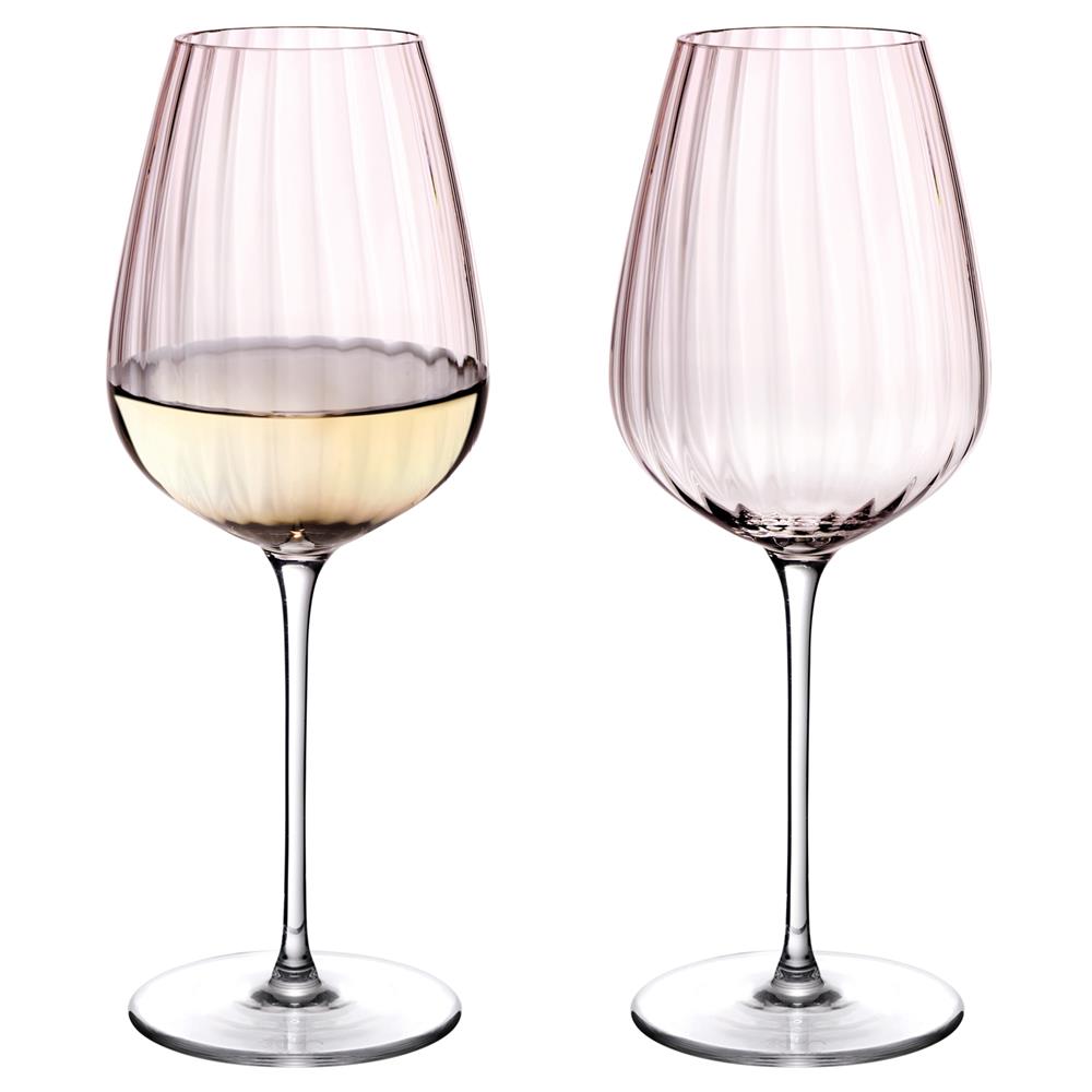 Round Up Modern Classic Dusty Rose Crystal White Wine Glass - Set of 2|